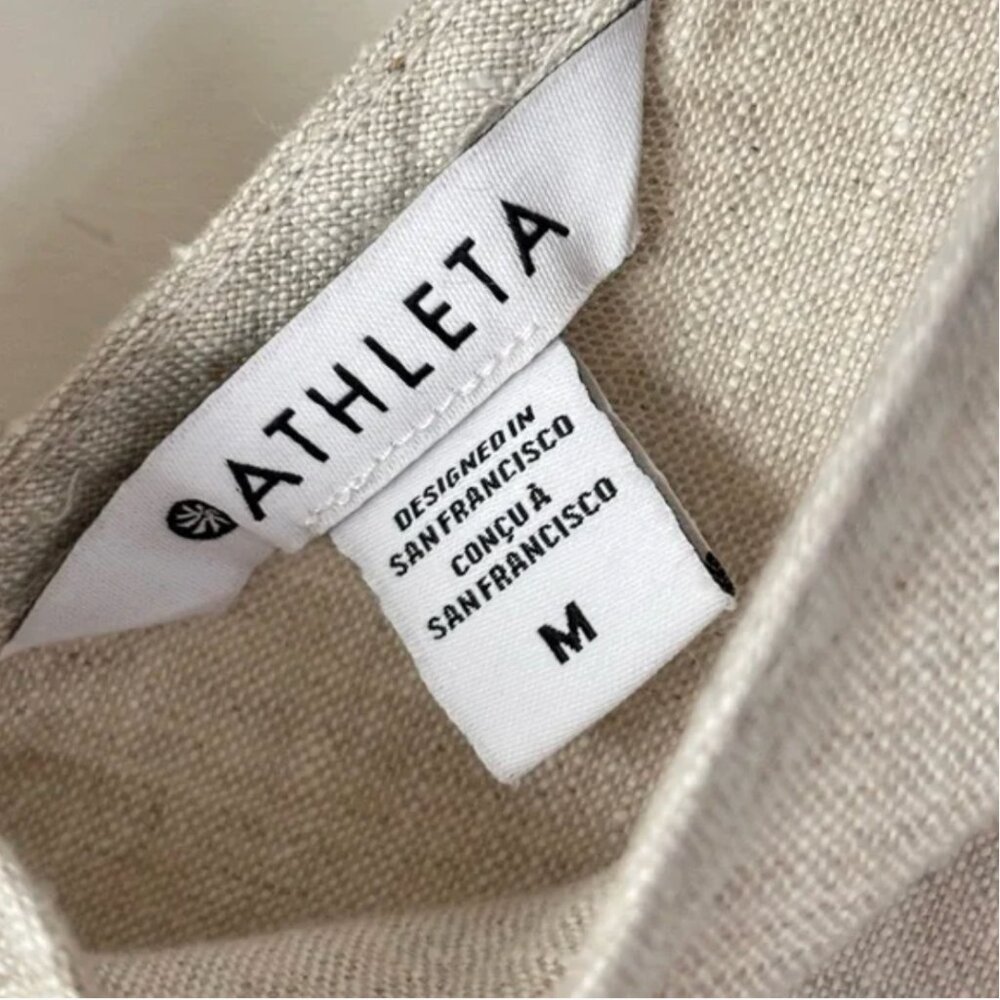 NWT Athleta Retreat Cream Linen Jumpsuit Romper Size Medium - Picture 5 of 11